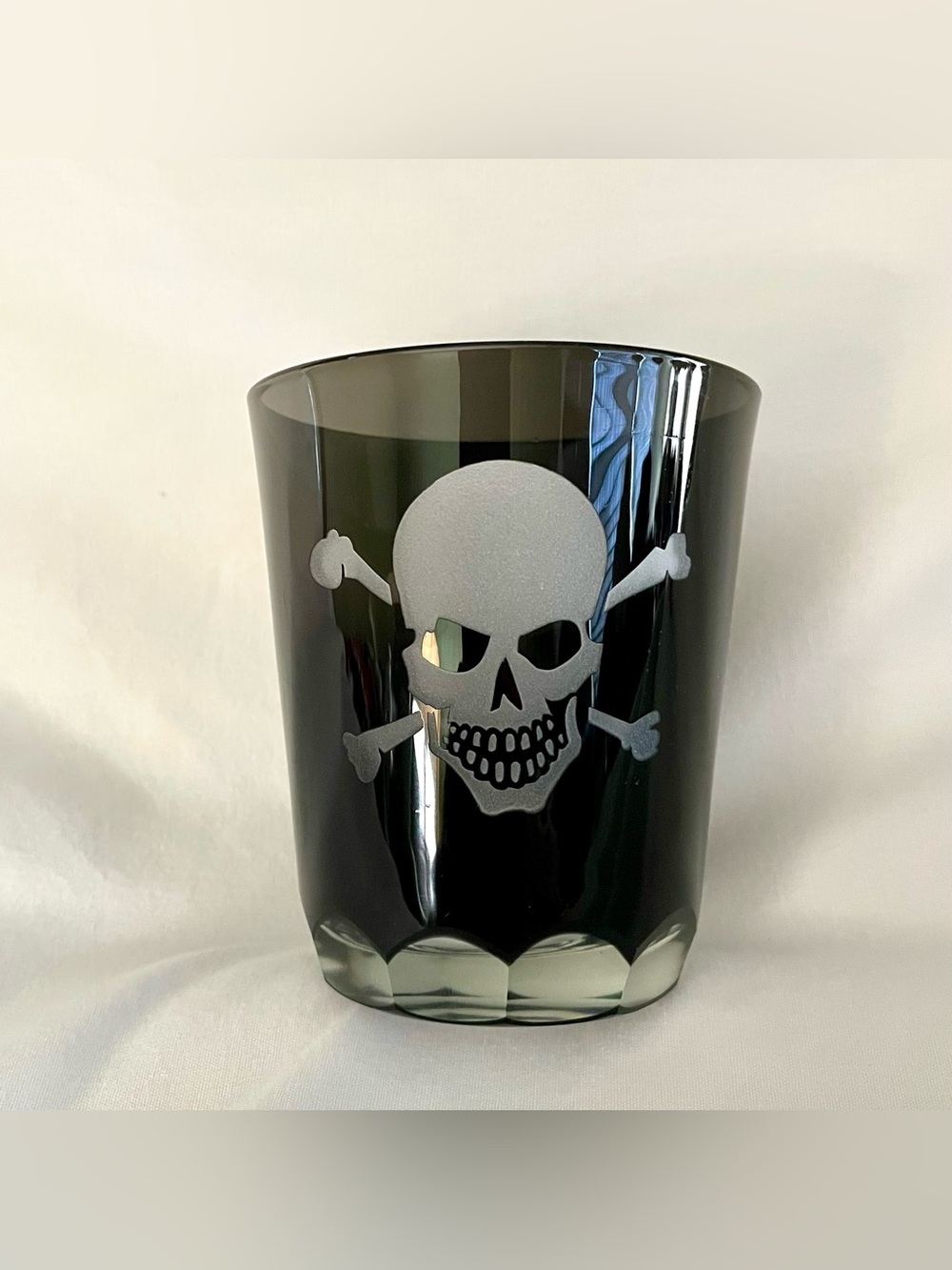 Williams Sonoma Double Old Fashioned Glass - Whiskey/Scotch/Skull & Crossbones